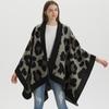 European and American Style Women's Scarf Fashion Leopard Shawl Autumn and Winter Pashmina Large Split Cape Thicken Warm Cloak