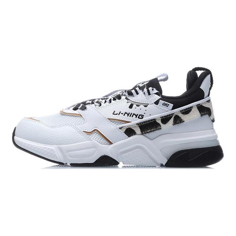 Li Ning 001 Амортизирующие Скользкие Устойчивые к истиранию Низкие Беговые Кроссовки Женские Белый Черный AGCR032-4