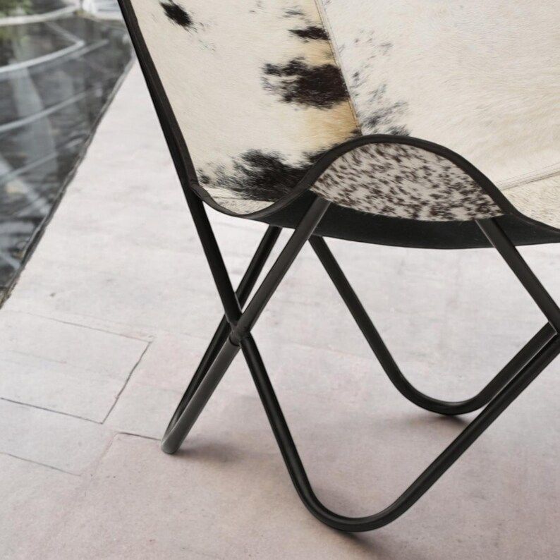 Handcrafted Hairon Leather Chair - Unique Rustic Cowhide Accent Chair for Living Room, Dining, or Office"