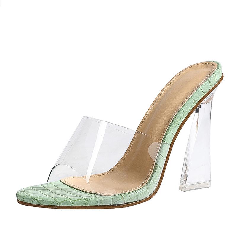Летние пикантные вечерние необычные прозрачные тапочки на каблуке, женские туфли-лодочки, шлепанцы с открытым носком, прозрачные сандалии, размер 42, розовая женская обувь, туфли-лодочки