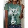 Women's Short Sleeved Round Neck Cartoon Printed T-shirt
