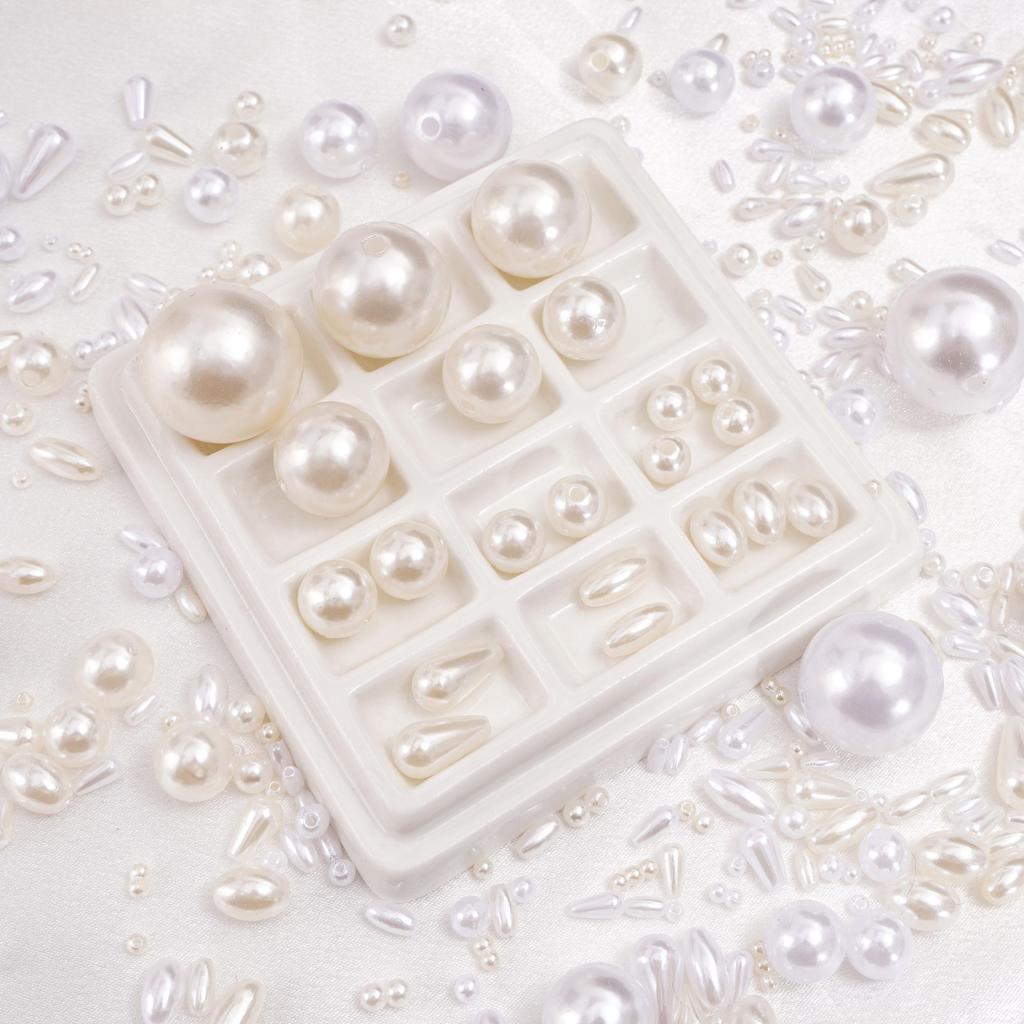 50-100 шт. высокоглянцевые бусины из АБС-пластика с жемчугом и интервалом для самостоятельного изготовления ювелирных изделий из браслета и ожерелья