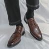 Модный тренд Дизайнерские Новые Мужские Остроносые Лоскутные Броги Повседневные Туфли Дерби Мужская Свадебная Одежда Выпускной Бал Формальная Свадебная Обувь