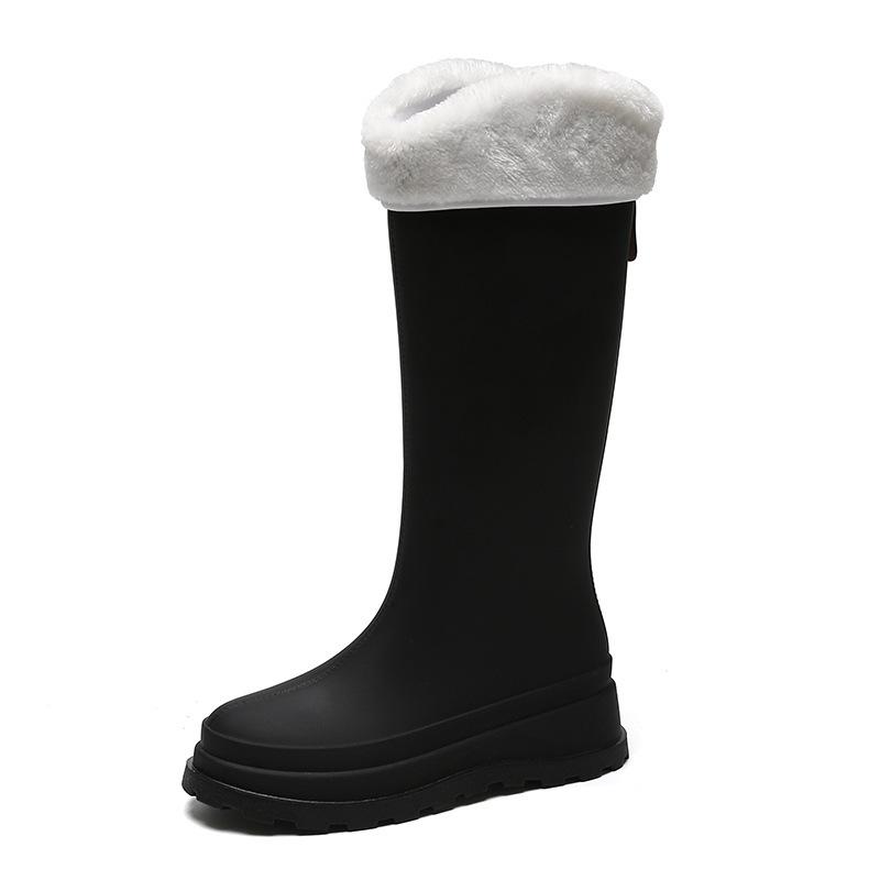 Женские модные универсальные взрослые флисовые высокие резиновые сапоги