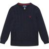 Свитер Polo с вышивкой логотипа, V-образным вырезом, длинным рукавом, детские топы, темно-синий 322702674-042