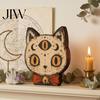 Premium Solid Wood Art Halloween Wooden Ornaments, Distressed Pumpkin/Cat Decorations, Desktop & Wall Durable Tabletop Decors for Autumn Harvest