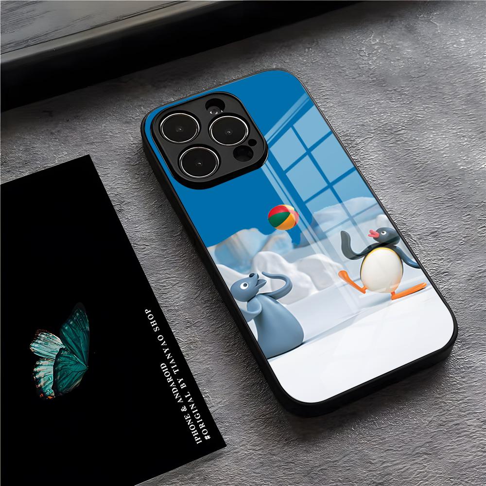 Чехол для телефона P-Pingu Пингвин для iPhone 17 Pro Max 15 Pro 16 14 Plus 12 13 Mini 11 Pro Ударопрочная стеклянная крышка