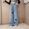 Children Jeans Girls Wide-leg Pants Kids LooseTrousers Baby Straight Denim Pants Spring Autumn