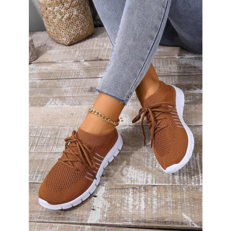 Женские кроссовки, дышащие повседневные женские носки, женская обувь на шнуровке на плоской подошве, женские вулканизированные кроссовки для бега