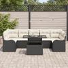 Canapés de 8 Pièces avec Coussins Noir en Poly Rattan, Canapé 2 places avec Rangement &amp; Coussins Noir en Poly Rattan 3357150