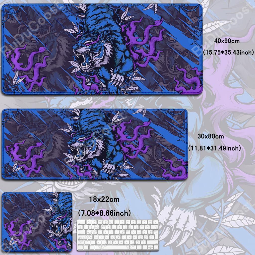Anime Tiger Mouse Pad Large Size Laptop Computer Lock Edge Desk Mat Rubber Mousepad Gamer Carpet Gaming Accessories Keyboard Mat