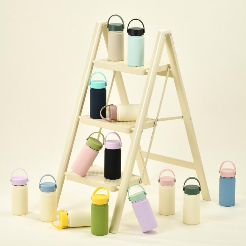 350ml Stainless Steel Vacuum Insulated Sports Water Bottle With Carry Loop 316 Inner Liner Leakproof Flip Cap