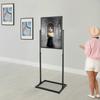 Single Black 22x28 Inch Poster Display Stand, Floor Standing Advertising Holder, Store Retractable Steel Frame with Carry Case