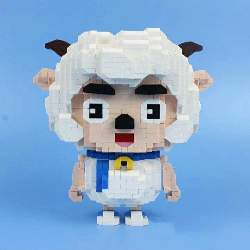 Lezi 8182 Lucky Smart Sheep Stupid Wolf мультфильм животных монстр домашнее животное мини алмазные блоки кирпичи строительные игрушки для детей без коробки
