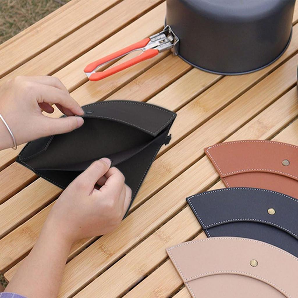 SaveSooo Coffee Filter Storage Bag, Black PU Leather, Cone-Shaped Case for Coffee Filters, Easy to Carry, Button Closure, Stylish for Camping and
