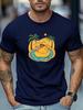 Mens yellow duck t shirt funny graphic beach summer casual relaxed tee shirt