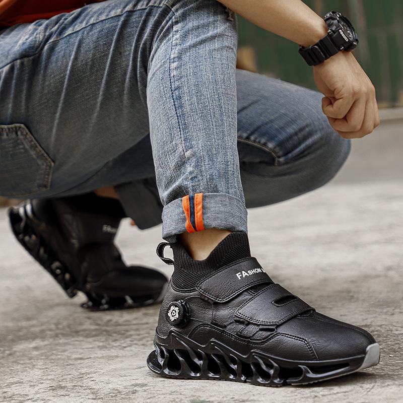 Кроссовки Chunky размера плюс 45 46 47 48 мужские кроссовки Blade Sole модные повседневные кожаные/сетчатые туфли на платформе с увеличенной высотой