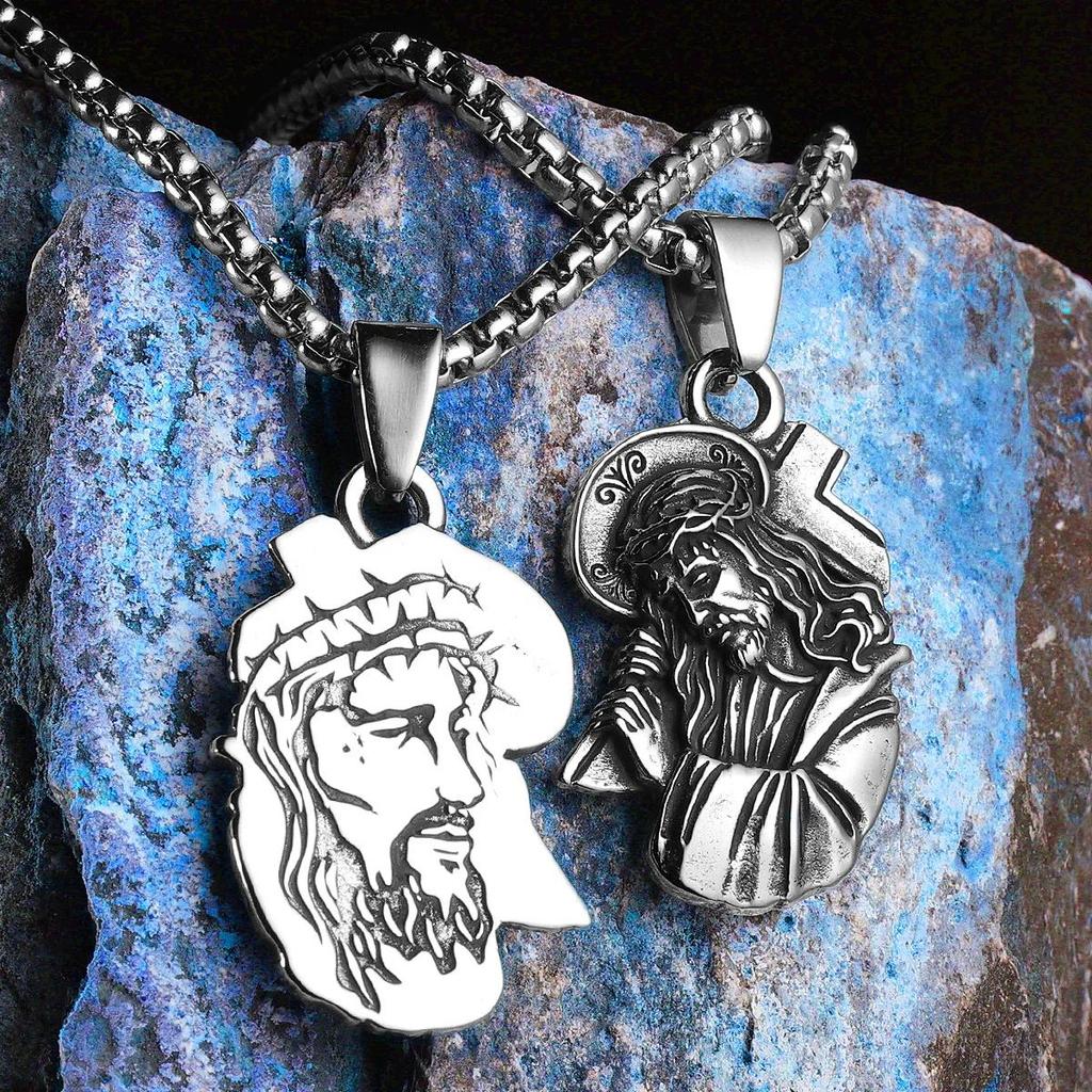 Vintage Jesus Cross God Christian Pendant Necklace Chain Unisex Fashion Gothic Amulet Talisman Jewelry Party Gift