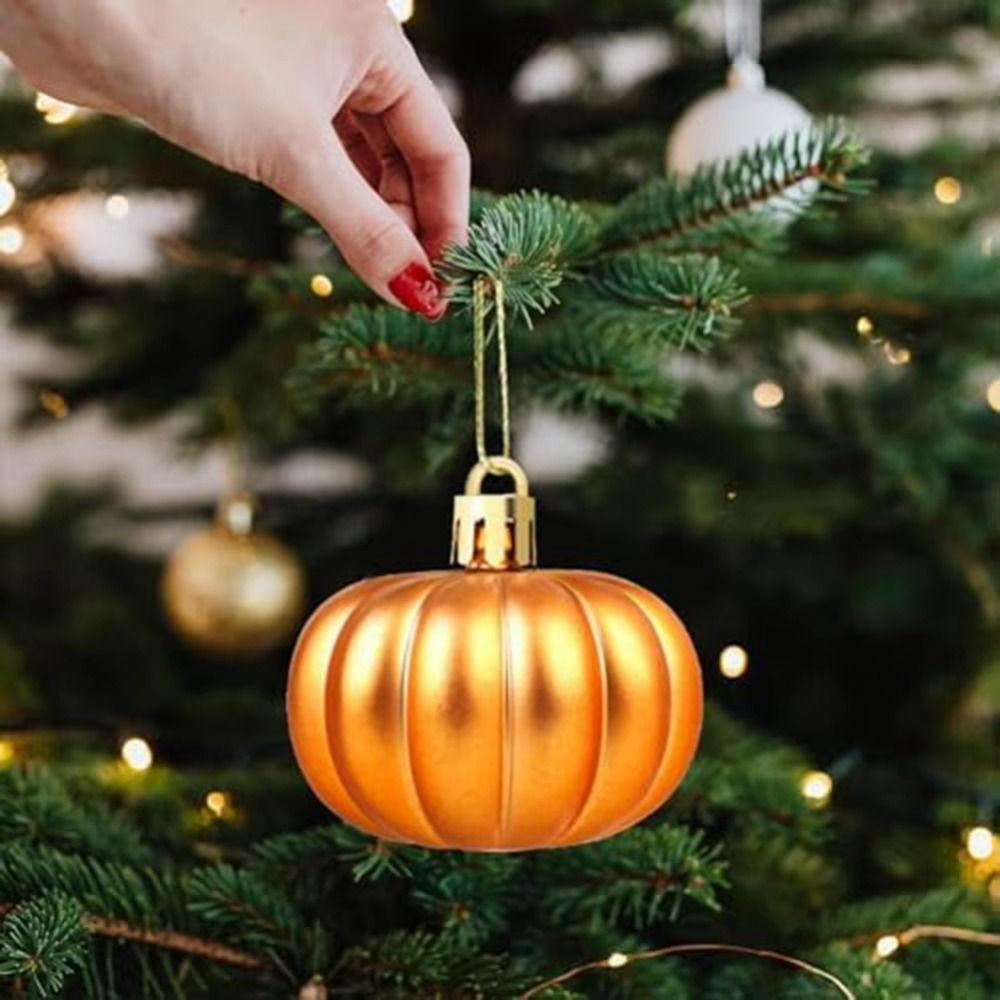 12 Pcs Matte Thanksgiving Pumpkin Ball Plastic Pumpkins Pendants  Festive Accessories