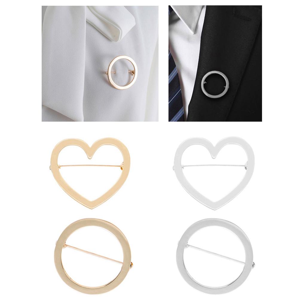 Elegant Safety Cardigan Clasp Round/Heart Shaped Brooch Smooth Alloy Badge Accessory for Women Clothing Accessories