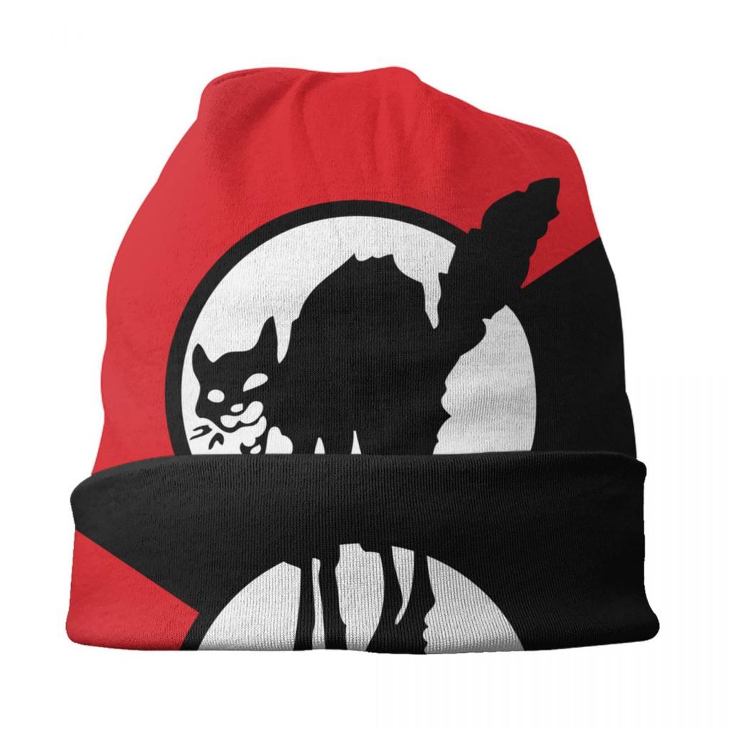 Анархистский черный кот, флаг, капот, вязаные шапки, унисекс, женская мода, унисекс, для взрослых, зимние теплые шапочки с черепами, шапка