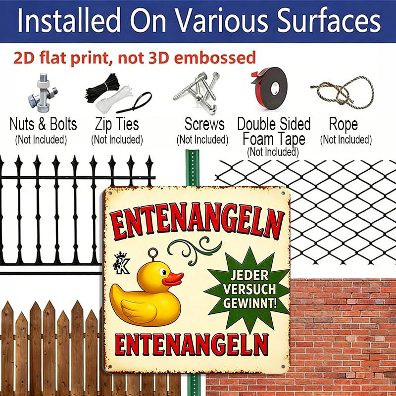 2D Flat - 1pc, Retro Metal Sign, Decorative Plaque and Ornament, Theme of A Little Yellow Duck in An Amusement Park, Nostalgic Fun Style, Decoration