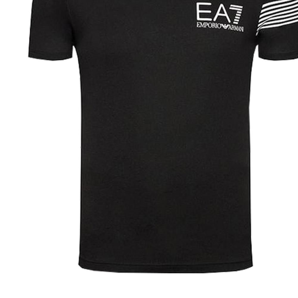 Emporio Armani Полосатая футболка с логотипом, короткий рукав, мужские топы, черный, 6KPT03-PJ3BZ-1200