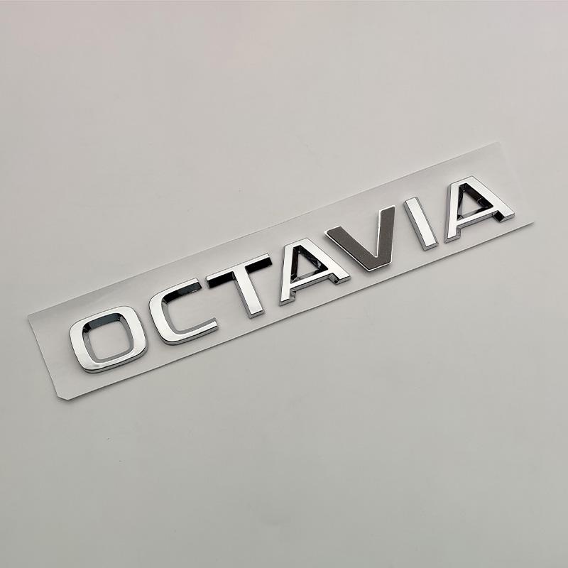 JBIW9 3D ABS Chrome Black Logo Octavia Emblem Letters Car Rear Trunk Sticker For Skoda Octavia 1 2 3 4 MK3 MK4 MK5 RS VRS Accessories
