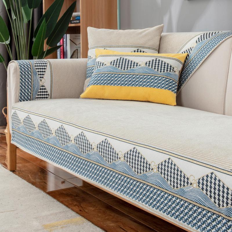 Чехол для дивана из синели для гостиной, нескользящий диван, полотенце, жаккардовые чехлы для диванов, 4 сезона, L-образный угловой диван, коврик для сиденья, домашний коврик