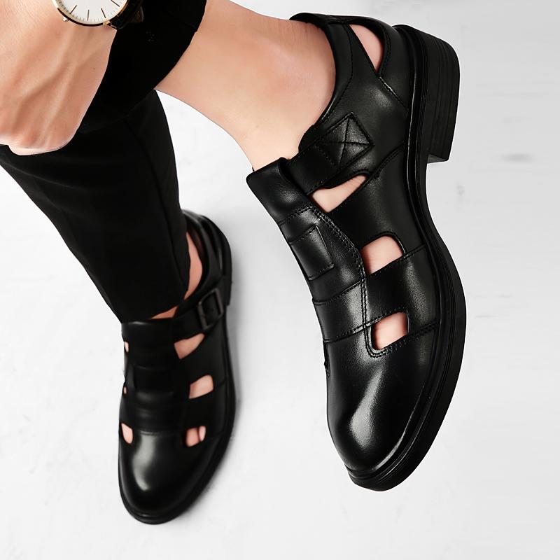 Мужские сандалии Повседневная обувь Новые трендовые стильные гладиаторские сандалии с открытым носком на платформе Пляжные сандалии на толстой подошве Черные большие размеры