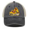 Мультяшный экскаватор Вышивка Сетчатая кепка Snapback Тракер Кепки для мужчин Стиранный хлопок Унисекс Регулируемая сетчатая кепка