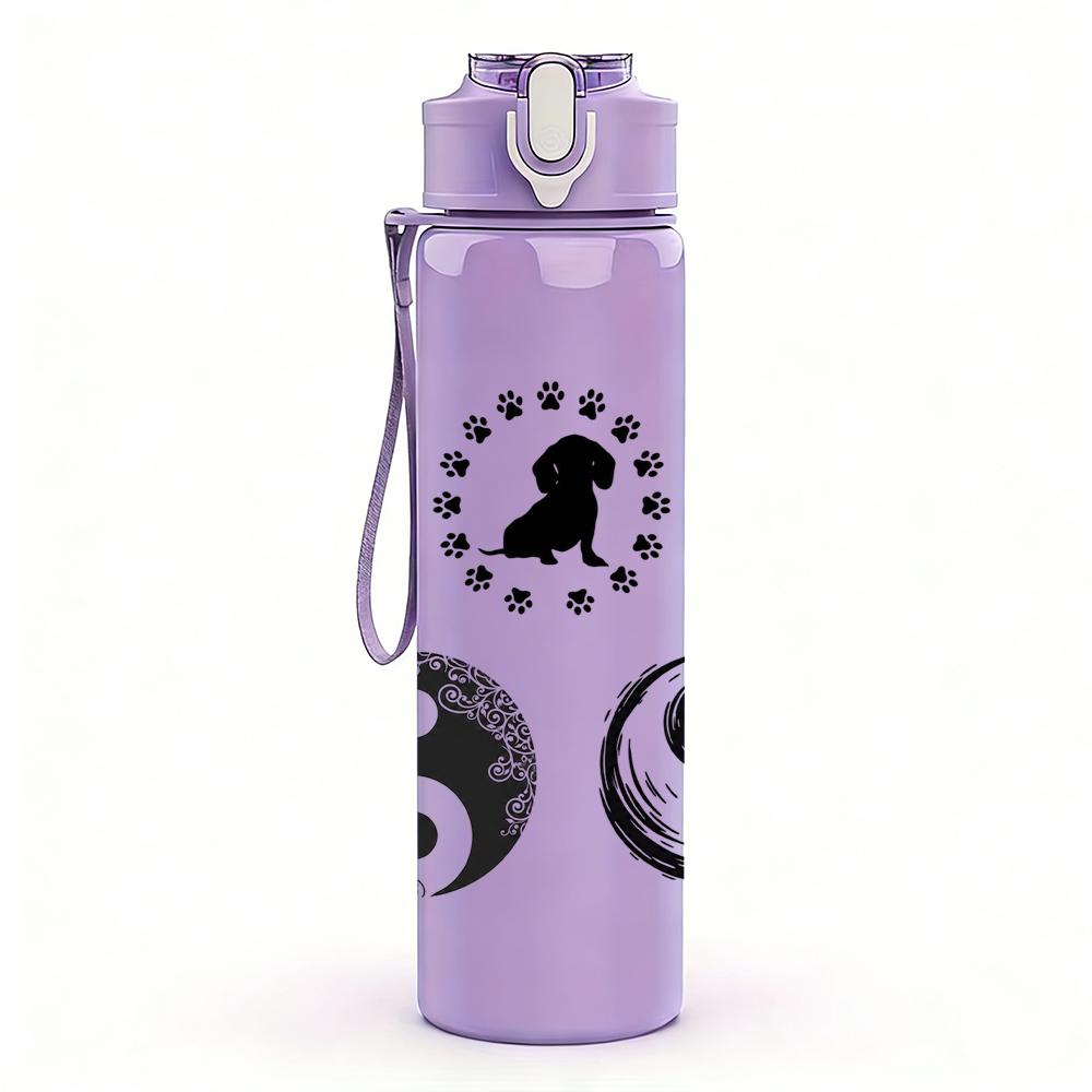 1PC Paw Yin Yang Symbol Graphic,750ml Color Plastic Sports Water Bottle,Leakproof Flip Straw Lid,Suitable for Sports Office Home Use