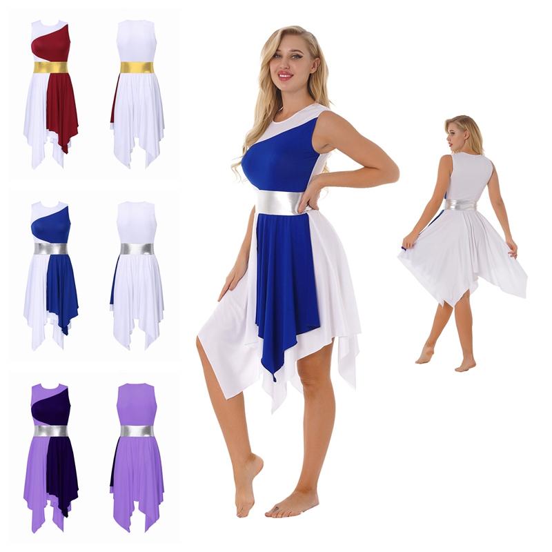 Женское сценическое платье без рукавов, цветное платье с уникальным подолом и круглым вырезом для официальных танцевальных мероприятий