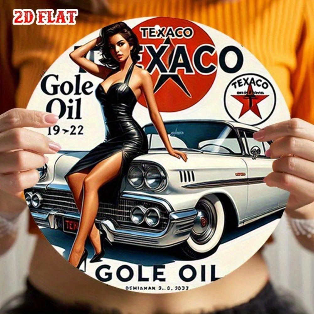 Винтажная жестяная табличка Texaco Ретро Автосервис Металлическое настенное искусство 7,87 дюйма Декор для помещений и улицы