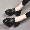 British High-heeled Small Leather Shoes Women's Single Shoes 2024 Autumn New Platform Muffin Loafers Thick-heeled Mary Jane Shoes