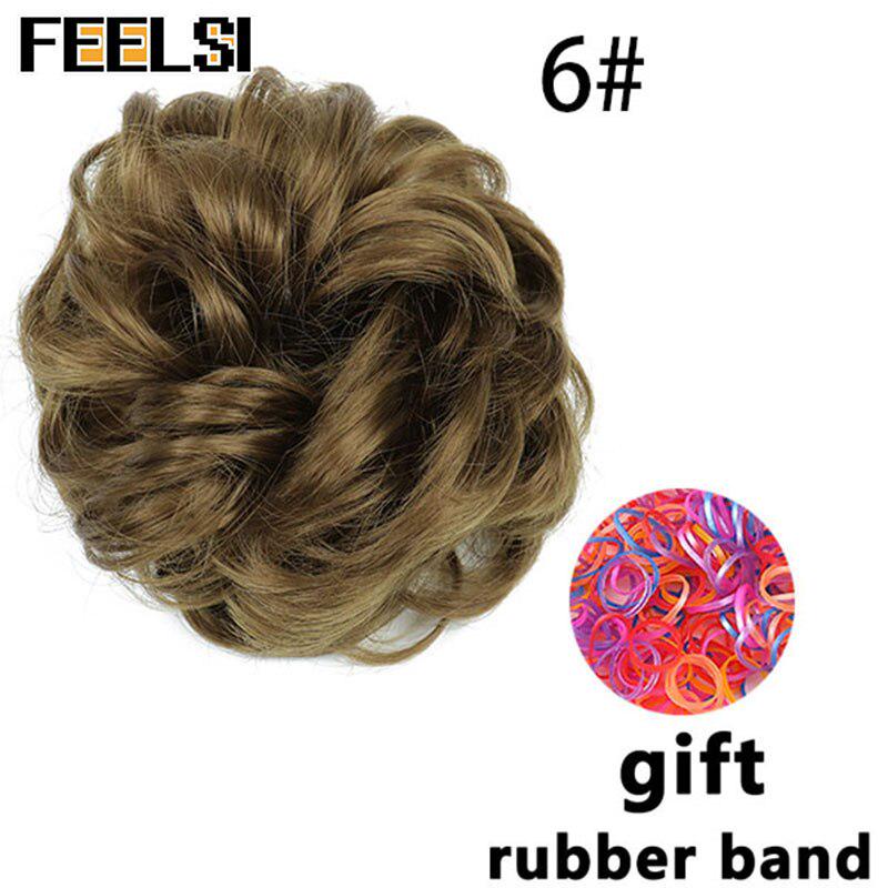 Женский вьющийся шиньон с эластичной резинкой, синтетическая резинка для волос, небрежный пучок, шиньоны