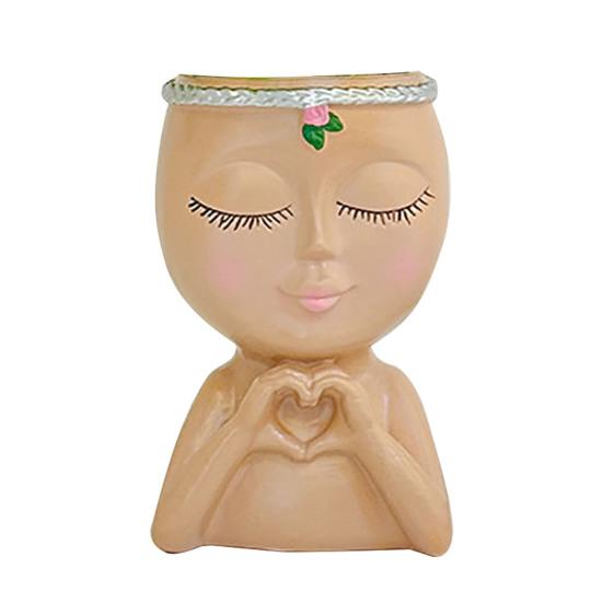 Цветочный горшок в виде лица в стиле Love Girl Head Plant Pot Small Lady Face Planter для суккулентных комнатных и уличных растений, центральный элемент рабочего стола для домашней жизни