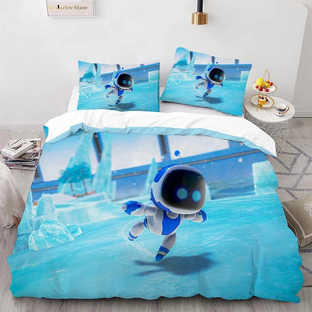 Astro Bot Cute Cartoon Bedding Set Duvet Cover Pillow Case Single Double King Size Adult Boys Bedroom