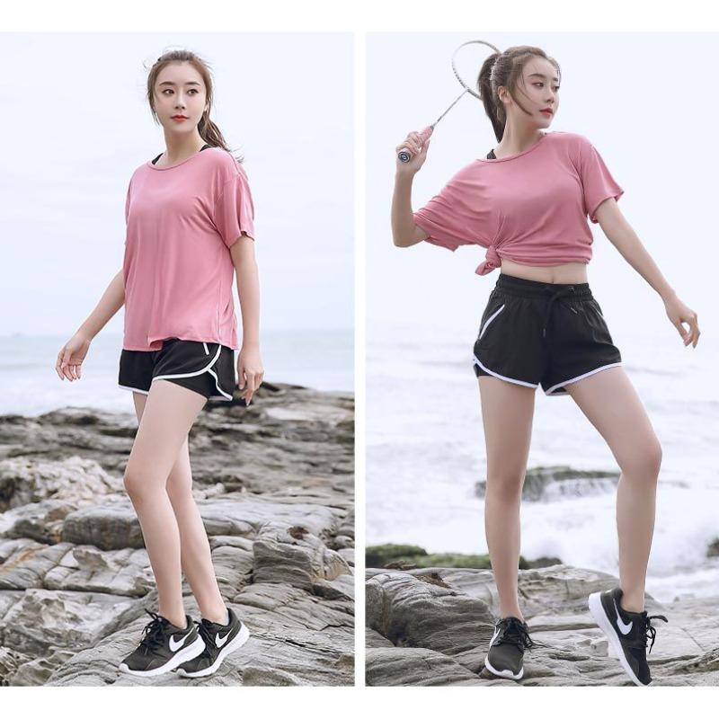 Шорты для йоги больших размеров, женские свободные летние быстросохнущие спортивные штаны для фитнеса, антибликовые брюки с высокой талией для верхней одежды, брюки для бодибилдинга