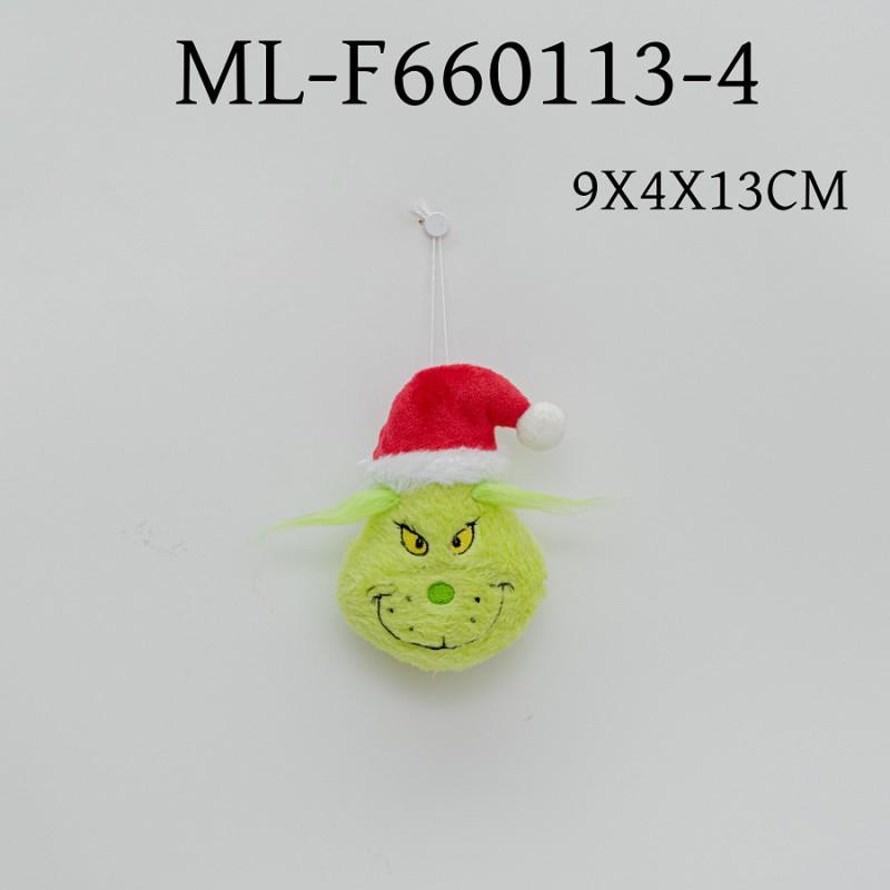 Funny Christmas Green Monster Plush Ball Ornament Festive Decor Gift