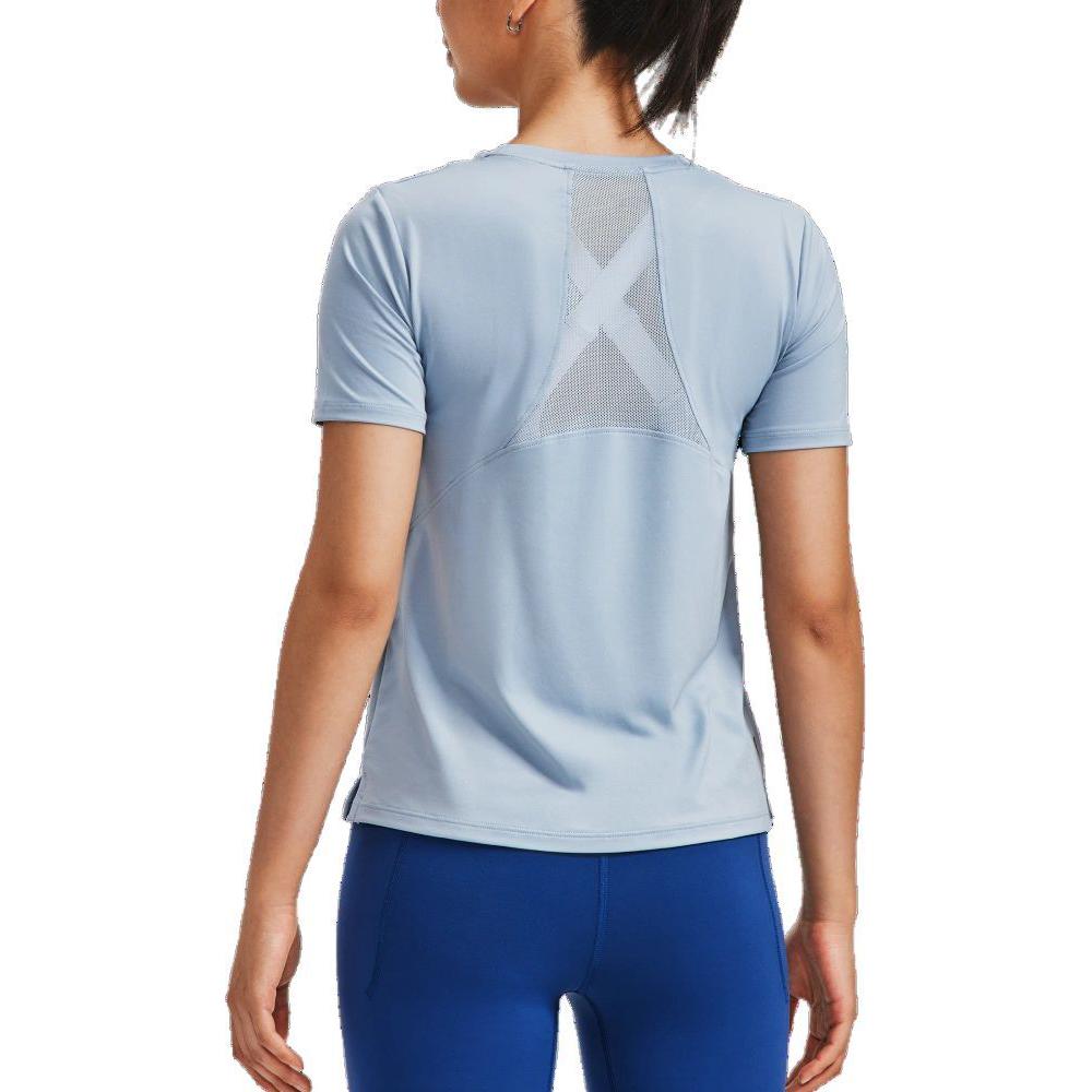 Under Armour Футболка с коротким рукавом и сетчатым принтом Rush Solid Back, женская, цвет Harbor-Blue 1379043-465