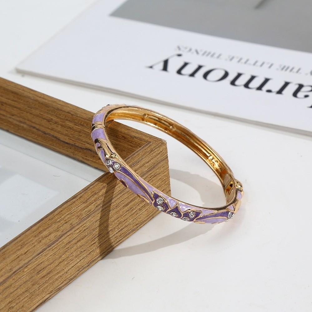 Drip Oil Enamel Bracelet Zinc Zinc Zinc Alloy Chinese Traditional Jewelry Cloisonne Open Bangle Party