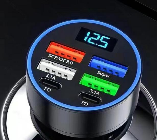 Многофункциональное автомобильное зарядное устройство 2024 года для мобильных телефонов, совместимое с Apple и Huawei