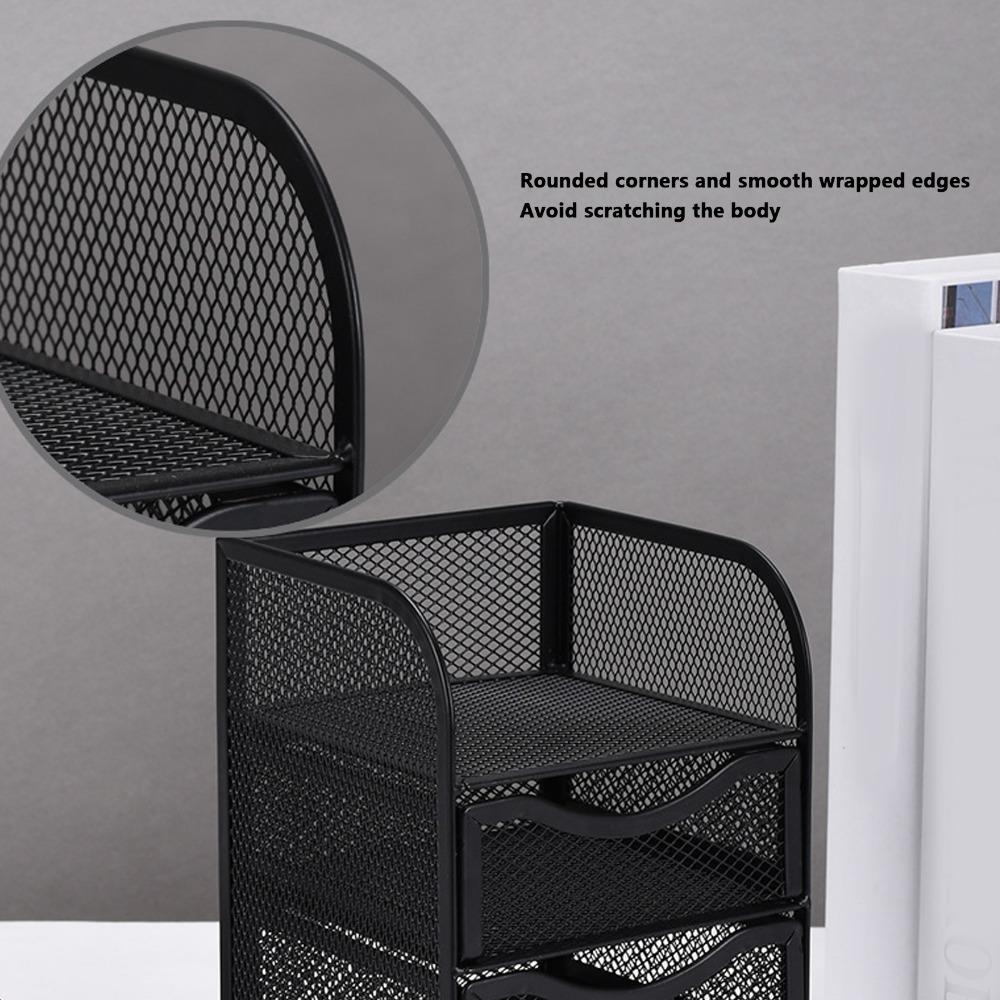 Black Desktop Organizer Metal Stationery Organizer Pen Container Desk Organizer For Home
