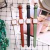 Women Quartz Watch Square Dial Faux Leather Strap Ladies Casual Business Formal Dress Wristwatch Fashion Jewelry Accessory Birthday Gift