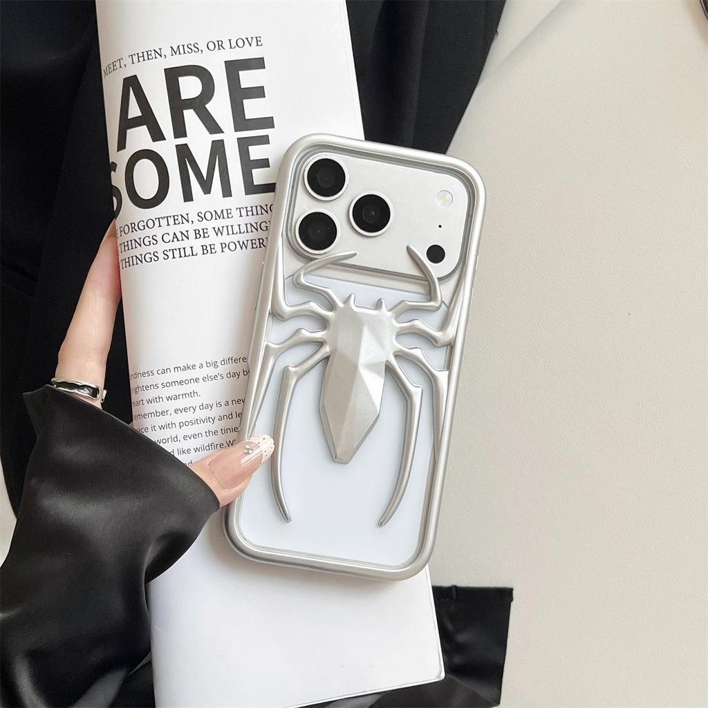 Покрытый гальваникой чехол для iPhone 14/13/12 Pro Max с дизайном паука, противоударный