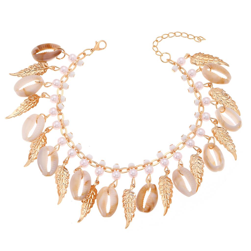 High Quality 2026 Retro Ethnic Style Anklet Bohemian Personality Fashion Shell Pearl Beach Vacation Foot Accessories