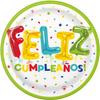 Бумажные одноразовые тарелки Feliz Cumpleanos (Пакет из 8)