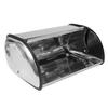 Storage Bin Silver Keeper Food Storage Container Kitchen Pastry Bread Baking Holder Kitchen Supplies Silver+Black Stainless Steel Roll Top Bread Box
