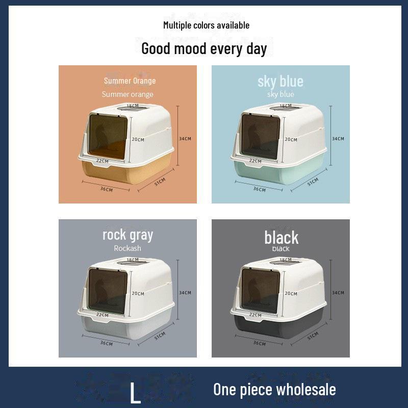 Large Enclosed Cat Litter Box, Anti-Splash & Odor, Flip-Top Design